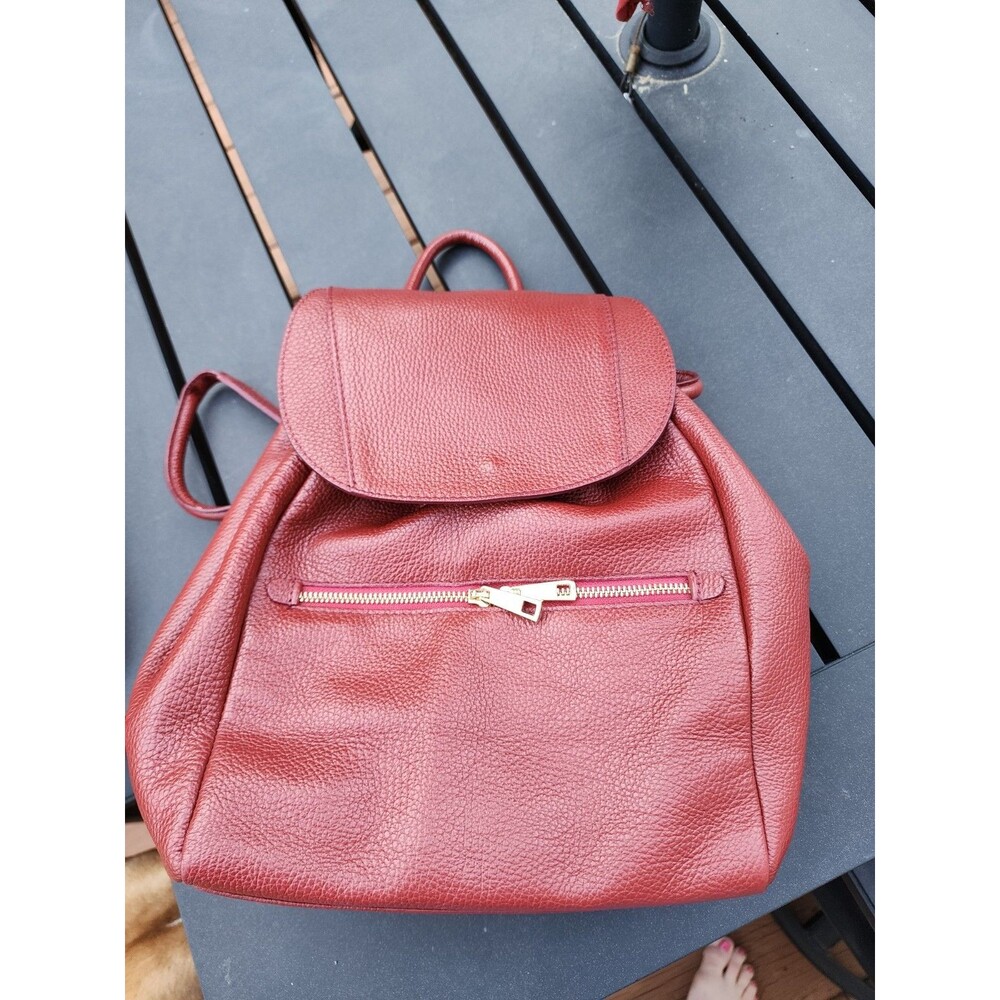 Tuscany Leather Elba Soft Pebbled Leather Backpack Purse Brick Red